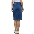 thumbnail image 3 of Denim Skirt for Women High Waist Split Back Pockets Knee Length Pencil Skirt L Blue, 3 of 6