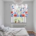 thumbnail image 4 of 4th of July Kitchen Curtains Window Panels, Red Blue Floral Independence Day Poppy Flower Leaf Insulated Window Treatment Curtain, Grommet Curtains for Bedroom/Living Room, 2 Piece 27.5"Wx39"L, 4 of 8
