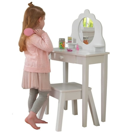 Kid Kraft Medium Bedroom Vanity with Stool - White