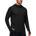 thumbnail image 4 of Mens UPF 50+ Sun Protection Jacket Hooded Long Sleeve Lightweight Quick Dry Fashion Athletic Top with Pockets and Thumb Hole Black XL, 4 of 8