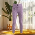 thumbnail image 5 of TEAJOPSUU Womens High Waist Ribbed Leggings Button Front Slim Fit Stretchy Yoga Pants Fall Winter Warm Knitted Tummy Control Leggings Purple, 5 of 5