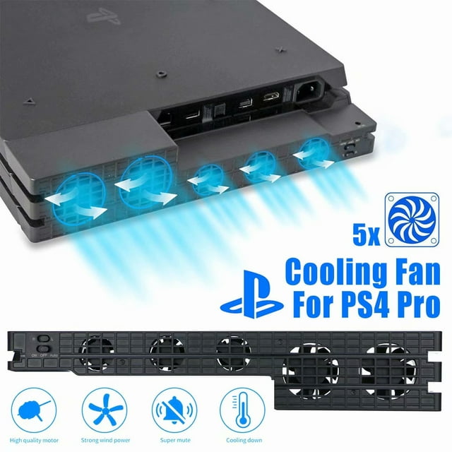 Cooling Fan for PS4 PRO, USB External Cooler 5 Fan Turbo Temperature Control for Sony Playstation Pro Gaming Console