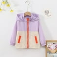 thumbnail image 2 of SGFCWSX Windbreaker Kids Girls Full Zip Jacket Lightweight Color Block Jackets Purple Size 9 Years, 2 of 3
