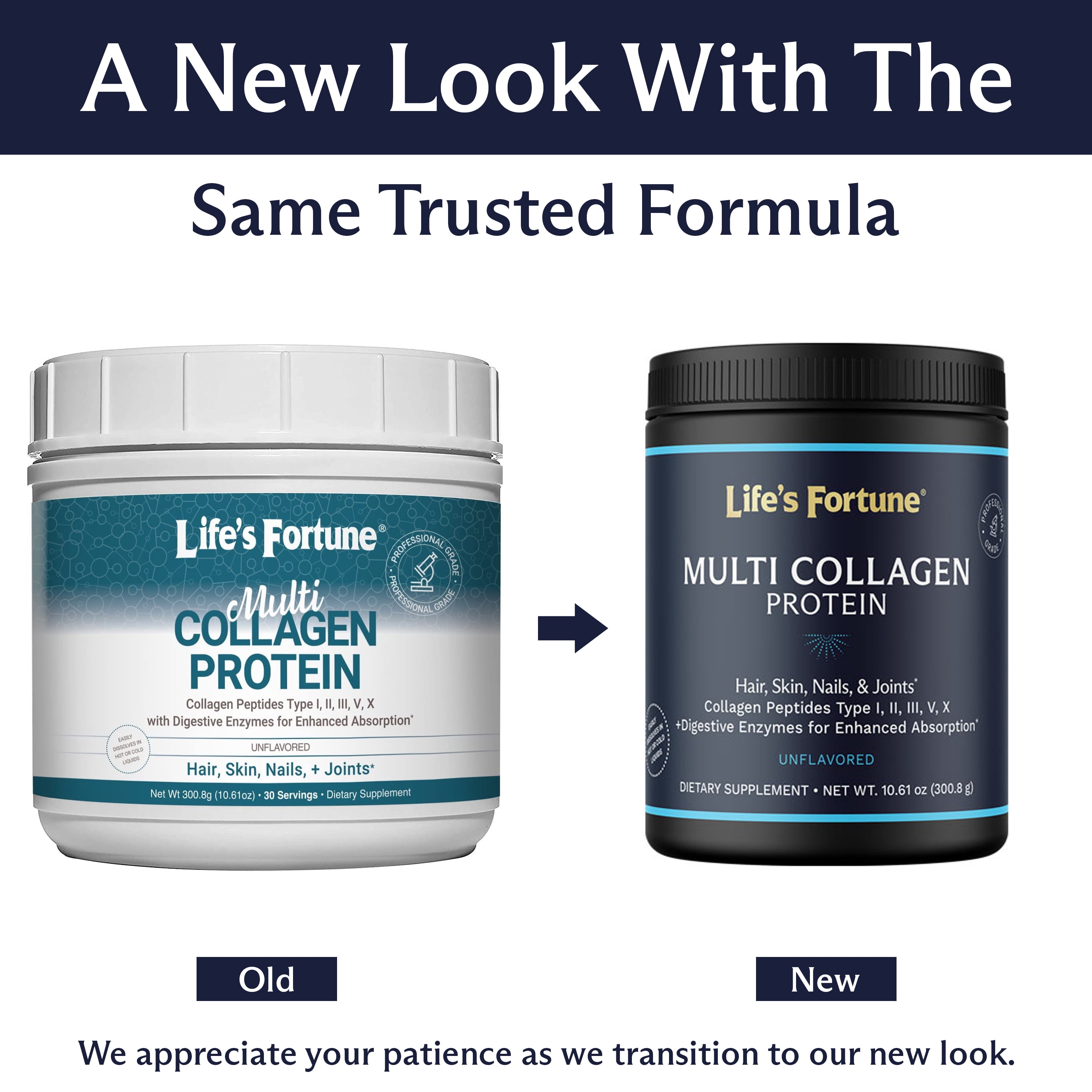 Life's Fortune Multi Collagen Peptides Protein Powder, 30 Servings, Protein & Collagen Powder - Supports Skin, Hair, Nails, Joints & Gut Health