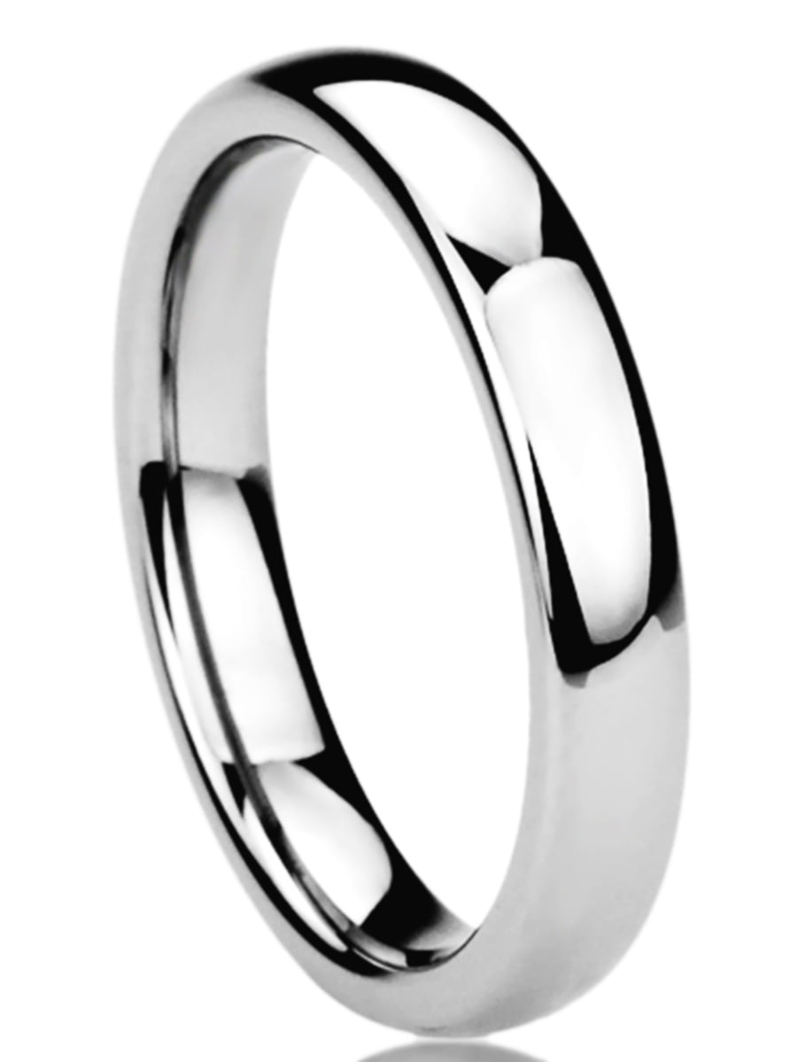 Women's Stainless Steel 4mm Wedding Band Ring High Polished Classy