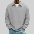 thumbnail image 2 of YOIAVAIOY Men's Long Sleeve Knit Polos, Breathable Versatile Casual Trendy, Soft Pullover for Daily Wear Gray L, 2 of 9