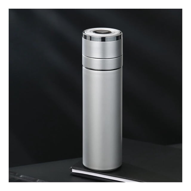 Stainless Steel Tea Infuser Bottle With Quick Open Lid - 380ml, Silver | Double Wall Tea Separation Cup One Handed Snap Buckle - Infused Detox Water Loose Leaf Tea Maker | Leak Proof, Reuseble