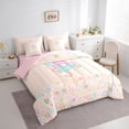 thumbnail image 2 of Castle Fairy Flower Balloon Letter P Twin Bedding Sets 7-Piece for Girls,Pastel Initial Bedding Comforter Set,Pink Reversible, 2 of 7