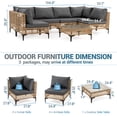 thumbnail image 6 of Delmango 7 Pieces  Patio Furniture Set Boho Wicker Rattan Outdoor Sectional Sofa Set with Cushions & Table for Lawn, Backyard, Porch, Backyard, Porch, Gray, 6 of 8