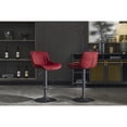 thumbnail image 3 of Red Bar Stools with Mechanical Lifting and Blackening Legs / 360° Swivel, Adapts to Different Heights, 3 of 7