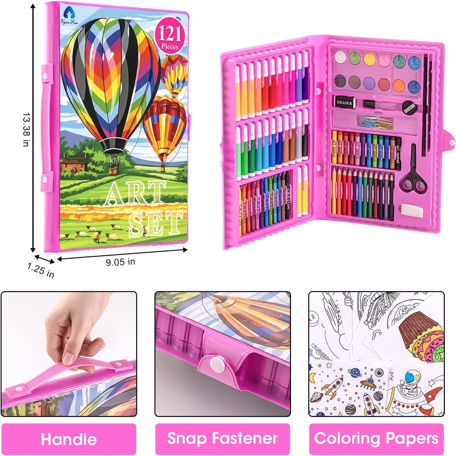  VigorFun Art Supplies, 240-Piece Drawing Art Kit, Gifts for  Girls Boys Teens, Art Set Crafts Case with Double Sided Trifold Easel,  Includes Sketch Pads, Oil Pastels, Crayons, Colored Pencils (Pink)