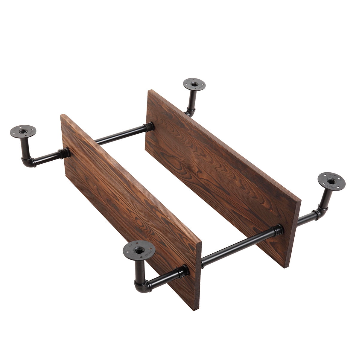 Kepooman Industrial Wall Mounted 2-Tier Pipe Shelving, Home Decor Wooden Floating Shelves Kepooman Industrial Wall Mounted 2-Tier Pipe Shelving, Home Decor Wooden Floating Shelves
