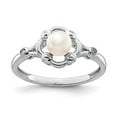 thumbnail image 6 of 925 Sterling Silver Rhodium-Plated Freshwater Cultured Pearl and Diamond Ring Size 5, 6 of 7