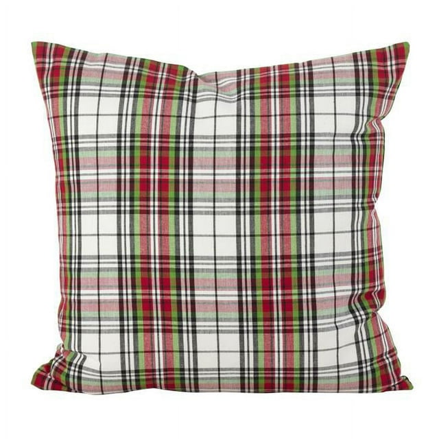 SARO 8051P.M20S 20 in. Square Classic Tartan Plaid Pattern Cotton Down Filled Throw Pillow Multi Color
