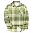 thumbnail image 5 of Men's Plaid Shirts Casual Button Down Shirt Jackets Long Sleeve Stylish Regular Fit Coats with Pockets Fall Soft Outwear (2XL, Green), 5 of 5