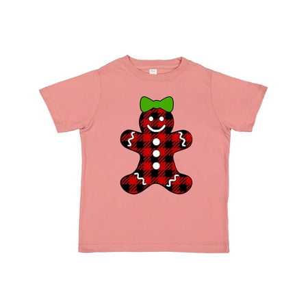 

Inktastic Buffalo Plaid Gingerbread Girl with Green Bow Gift Toddler Boy or Toddler Girl T-Shirt