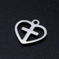 thumbnail image 2 of 5pc 201 Stainless Steel Hollow Charms Crosslet Heart Charms Heart with Stainless Steel Color 12x12x1mm Hole: 1.5mm, 2 of 2