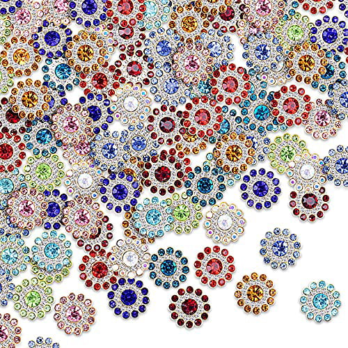 Bottom Flower-shaped Rhinestone Clothes Decoration Crystal Glass Stone Buttons 