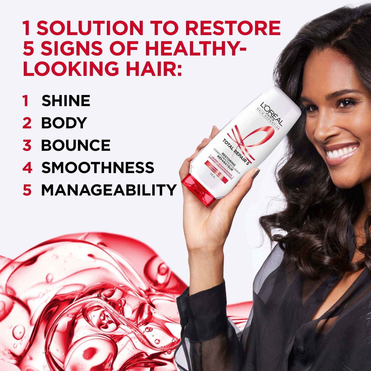 L'Oréal Paris Total Repair 5 Restoring Conditioner 375 ml, Damaged Hair Repairing Conditioner