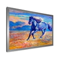 thumbnail image 2 of Designart 'Abstract Blue Horse Galoping Over The Prairie' Farmhouse Framed Art Print, 2 of 4