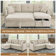 thumbnail image 6 of Timbernest 76.5" Pull Out Sofa Bed, Convertible L Shaped Sectional Sleeper Sofa with Chaise Storage, Almond Linen Blend, 6 of 11