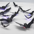 thumbnail image 4 of HIBIBUD 2026 New 3D Bat Design Led Decoration,3D Bats Halloween Wall Decor with 10 Forms&5 Sizes,Lighted Stickers Halloween Decorations Bats Light,Hanging Wall Luminous Glow Clings for Home,24Pcs, 4 of 7