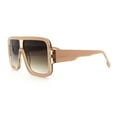 thumbnail image 6 of Oversized Rectangle Racer Shield 80s Plastic Fashion Flat Top Sunglasses Peach - Brown, 6 of 8