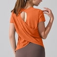 thumbnail image 3 of TGSLY Open Back Workout Tops for Women Lightweight Crisscross Back Keyhole Cutout Short Sleeve Blouses Relaxed Fit Casual Crew Neck Solid Color T-Shirts S, 3 of 8