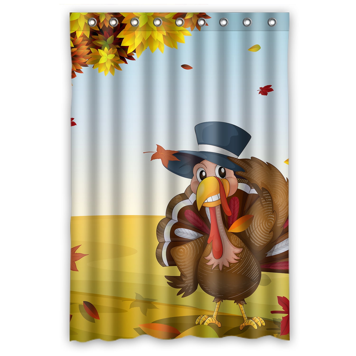 YKCG Thanksgiving Turkey Autumn Scenery Shower Curtain Waterproof