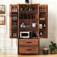 thumbnail image 2 of Yoneston 71" Farmhouse Kitchen Pantry Cabinet with 2 Large Drawers, Freestanding Cupboard Cabinet with 8 Door Shelves and 3 Cabinet Shelves for Kitchen, Dining Room, Living Room, Laundry, Brown, 2 of 8