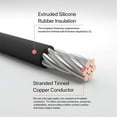 thumbnail image 2 of 22 Gauge Silicone Wire - UL LISTED (3239) Tin-Plated Copper Stranding 10,000V 150° C - High Temperature - 50 Ft Black # 22 AWG Tinned Copper Electrical Wire Spool Made in USA - R800 31A101, 2 of 3