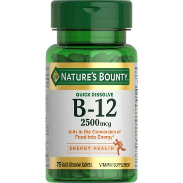 Nature’s Bounty Vitamin B12 Quick Dissolve Tablets, 2500 mcg, Cherry Flavor, 75 Count