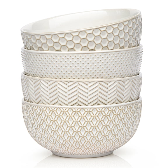 Kook Ceramic Soup Bowls, 24 oz, Set of 4, Narbonne Collection