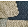 thumbnail image 6 of Chezmoi Collection 3-Piece Plaid Square Patchwork Cotton Quilt Set, Navy Blue White Gray Taupe Plaid Lightweight Reversible Bedspread, Queen Size, 6 of 8