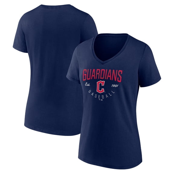 Women's Navy Cleveland Guardians Live For It Team V-Neck T-Shirt