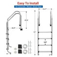 thumbnail image 7 of Garvee Pool Ladder,4 Steps,304 Stainless Steel Swimming Pool Ladder, Heavy Duty Pool Escalator, for Above Ground Pools Stair Entry System, with Handrails, 7 of 7
