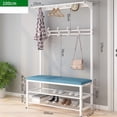 thumbnail image 3 of LUOLUO 5-in-1 Hall Tree with Bench and Storage,Entryway Coat Rack with 10 Hooks & 2 Tier Shoe Storage, for Entryway, Bedroom, Gray, 3 of 8