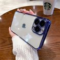 thumbnail image 1 of Luxury Plating Square Clear Phone Case For iPhone 12 13 14 Pro Max Plus Silicone Frame Shockproof Cover, 1 of 5