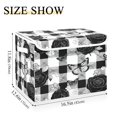 thumbnail image 3 of Large Collapsible Storage Box Flip Lid Fabric Decorative Organizer Container Basket with Handles 16.5×12.6×11.8in Rose Checkered Pattern, 3 of 7