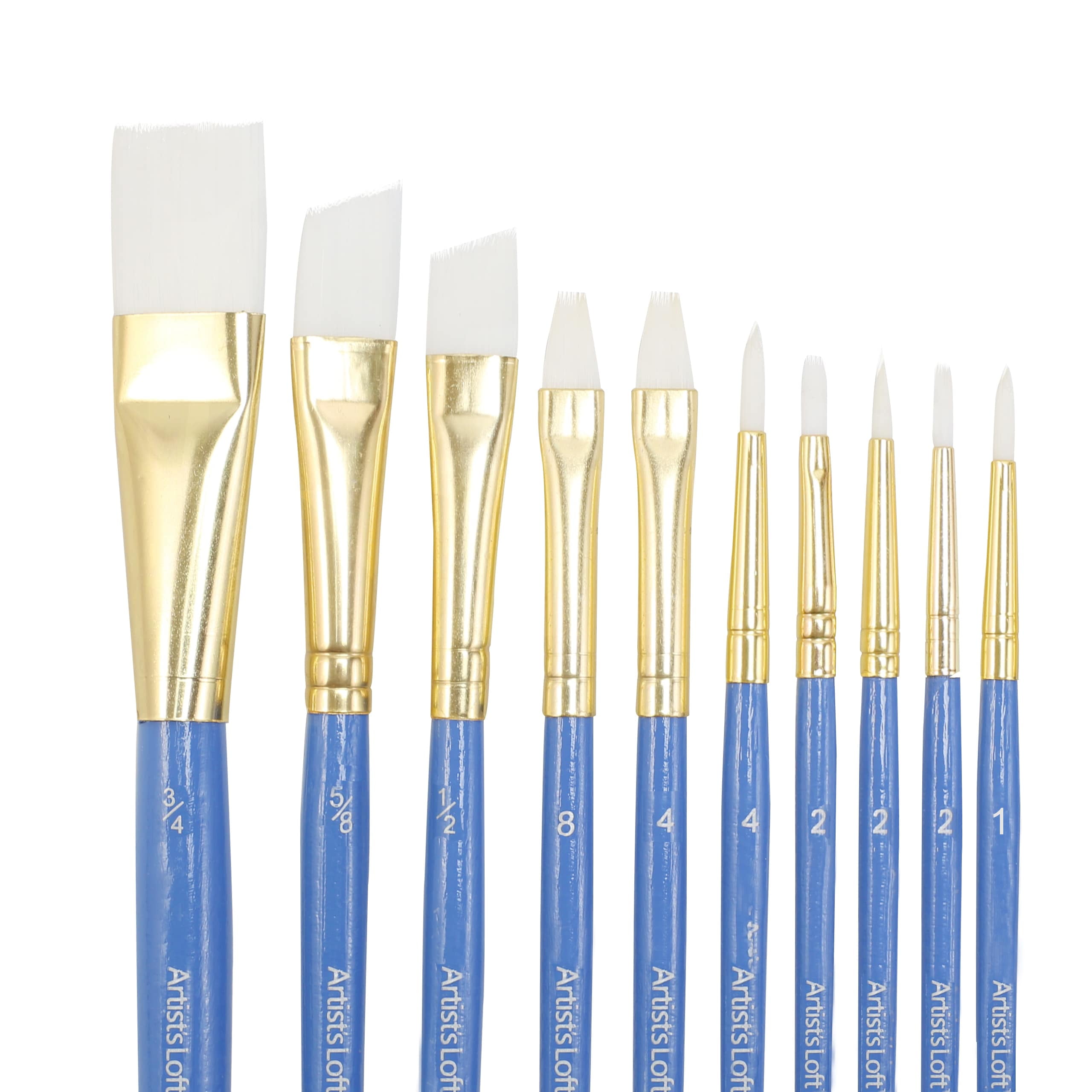12 Pack: Long Handle Gold Synthetic Paintbrush Set by Artist's Loft®  Necessities™