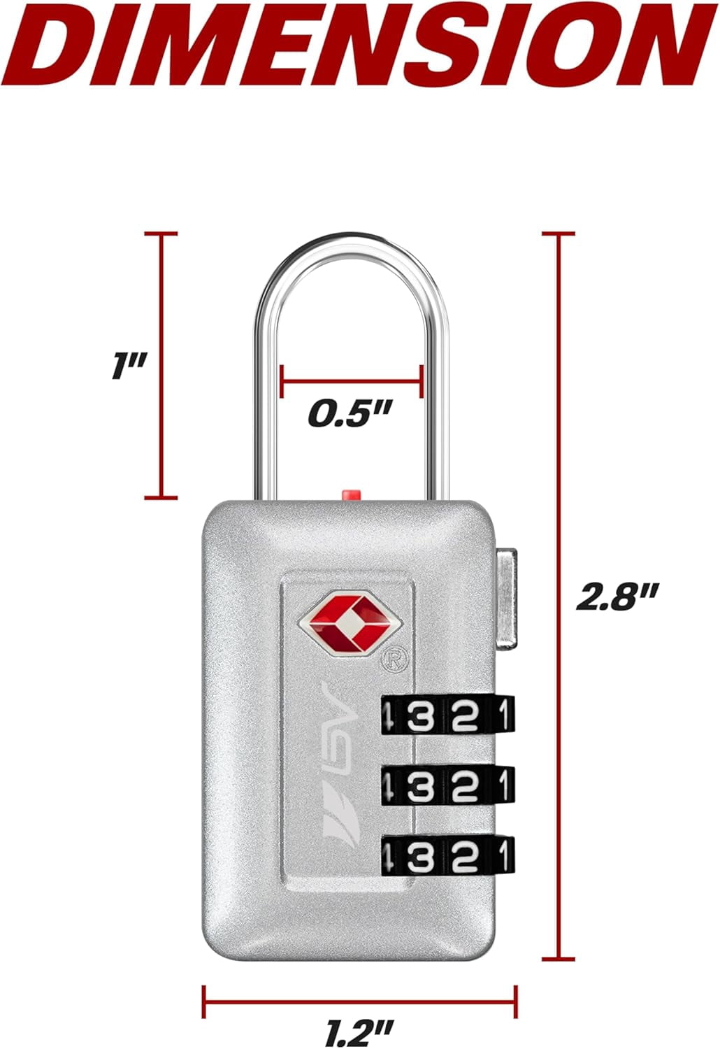 BV TSA Accepted 3-Digit Combination Travel Lock for Luggage, Gym Locker, Toolbox, Cabinets & More – Silver, 2 Pack