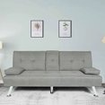 thumbnail image 2 of Modern Sofa Convertible Sleeper Couch Bed For Living Room Apartment Small Space Furniture Sets With 2 Cup Holders Metal Legs My Lux Decor Round, 2 of 6
