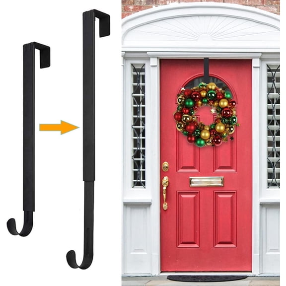 WLGJL Adjustable Wreath Hanger for Door, 15-25 Inch, 20 Lbs Capacity, Black, 1pack