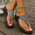 thumbnail image 6 of DVKOVI Wedge Platform Sandals for Women Summer Flip Flops for Women 2024 Women's Summer Rhinestone Shiny Thick Bottom Open Finger Comfortable Sandals Slippers Beach Shoes Black 40, 6 of 6