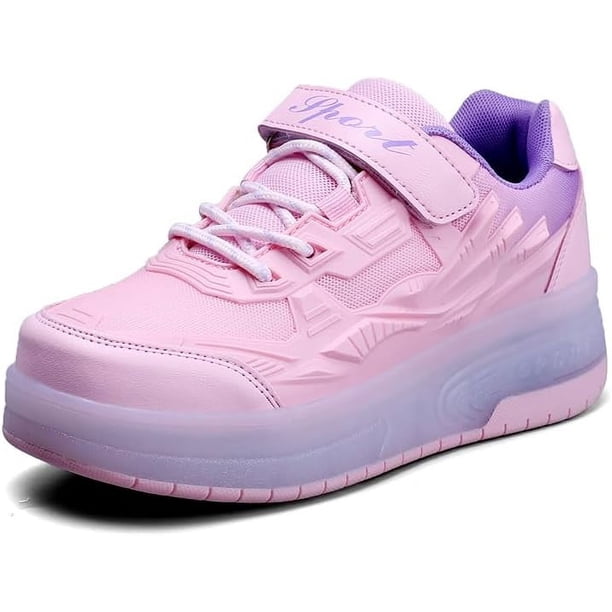QOEUCME Zapatos con luz LED para principiantes con ruedas, patines para niños, patines brillantes, zapatos de skate, zapatos luminosos al aire libre para fiesta, cumpleaños, Navidad, el mejor regalo