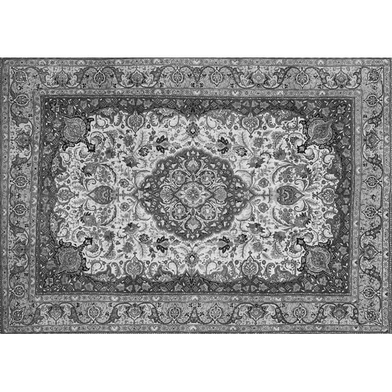 Ahgly Company Indoor Rectangle Medallion Gray Traditional Area Rugs, 7' x 10'