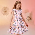 thumbnail image 7 of Ynynloco Girls Easter Party Dress Bunny Print Ruffle Hem Short Sleeve for Kids, 7 of 7