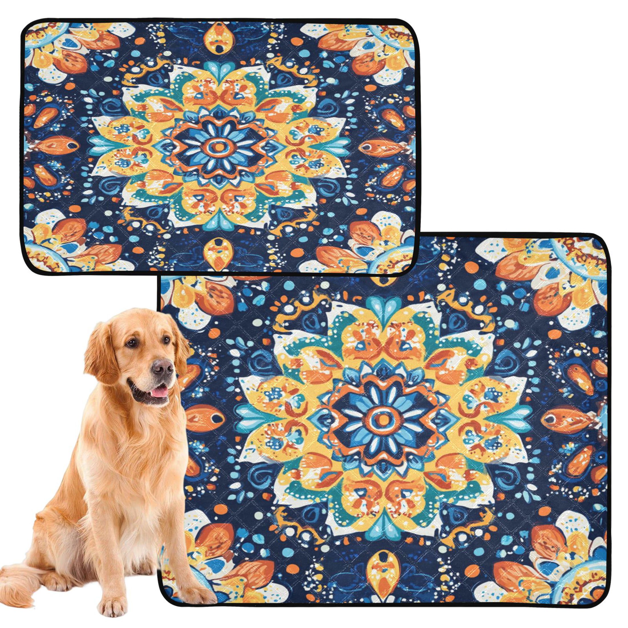 Qxltty Bohemian Style Pattern Cat litter Pads Pet Set of 3 Diaper Mats Center Anti-leakage Layer Absorbent Soft and Comfortable