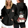thumbnail image 2 of Womens Christmas Hoodies Casual Print Full Zip Pockets Long Sleeve Hooded Sweatshirt Lined Pullover Cozy Soft Warm Winter Holiday Outfit Graphic Hoodies Black XXL, 2 of 6