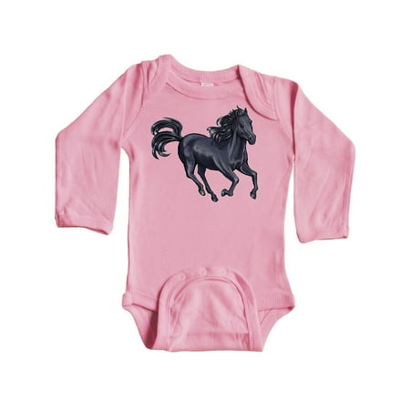 

Inktastic Beautiful Galloping Black Horse Gift Baby Boy or Baby Girl Long Sleeve Bodysuit